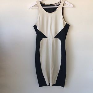 Zara Black and White Bodycon dress Faux leather